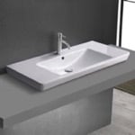 CeraStyle 068400-U/D Drop In Sink in Ceramic, Modern, With Counter Space